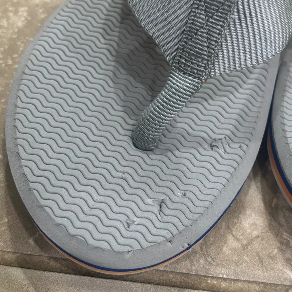Hari Mari Mens Dunes Flip Flops Grey Orange Blue Thong Sandals Size 10